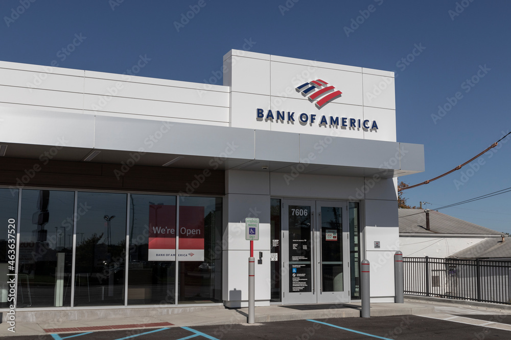 Bank of America investment bank and loan Branch. Bank of America is also known as BofA or BAC.