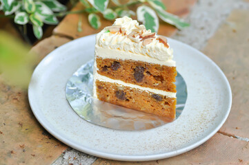 Wall Mural - carrot cake with almond topping , almond cake