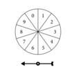 Probability spinner with numbers and arrow template. Clipart image