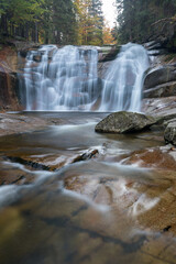 Wall Mural - Mumlava waterfall in autumn, Harrachov, Giant Mountains, Krkonose National Park, Czech Republic