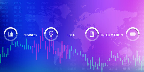 Poster - 2d rendering Stock market online business concept. business Graph 
