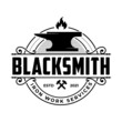 blacksmith with anvil with circle. Heavy industry. traditional smiths. vector logo design