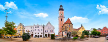 Panorama Of The Market Square In Cham With Fountain And Church