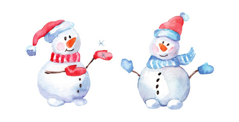 Funny snowman with watercolor poster - Illustrations from Dibustock  Children's Stories. Illustration experts