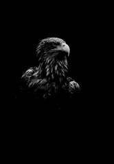 Wall Mural - eagle contour isolated on black background