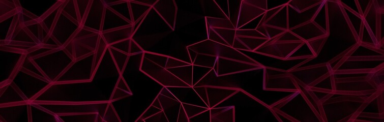 Aufkleber - 3d render, abstract magenta crystal background, faceted texture, macro panorama, wide panoramic polygonal wallpaper