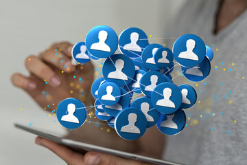 Aufkleber - Businessman using data network with his fingers