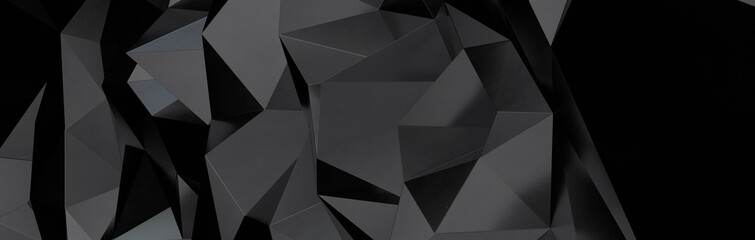 Poster - Modern black metal low poly backdrop