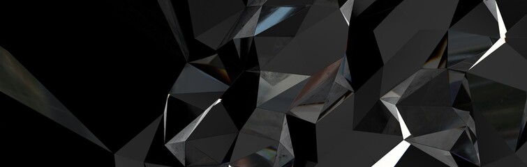 Poster - Abstract dark polygonal mosaic background