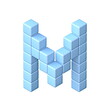 © djmilic - Blue cube orthographic font Letter M 3D