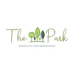 city park logo. apartment with tree and green concept. for cleaning and gardening companies