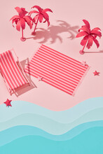 Summer Beach Paper Art Style Background