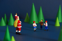 Santa Claus With Kids Indoors Christmas Celebration Concept