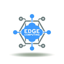Vector Illustration Of Cloud Chart Network. Symbol Of Edge Computing. Icon Of AI Cloud Networking Technology.