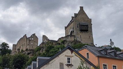 Poster - Beautiful view of Larochette Castel Luxembourg under the blue sky