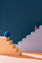 Abstract Minimal Background With Balls And Stairs