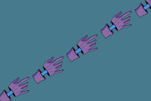 Purple Hands Crossing The Frame - Blue Bone Exposed