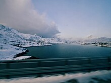Lofoten Islands Villages, Road Bridges, Norway Snowy Winter