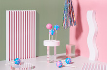 Lollypop Still Life With Various Geometric Shapes 