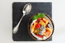 Fruit Salad In A Coconut