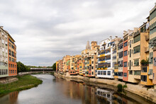 View Of Onyar River And Houses In Girona City In Spain