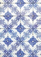 Antique Tiles  White And Blue
