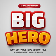 Canvas Print - Big hero comic cartoon game 3d editable text effect