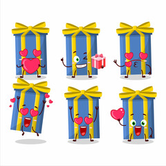 Canvas Print - Blue long gift box cartoon character with love cute emoticon