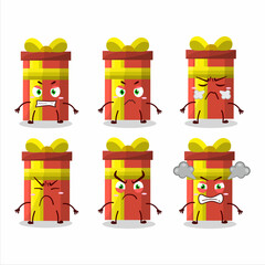 Sticker - Long gift box cartoon character with various angry expressions