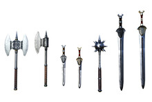 Fantasy Weapons Sword Set, 3D Illustration, 3D Rendering