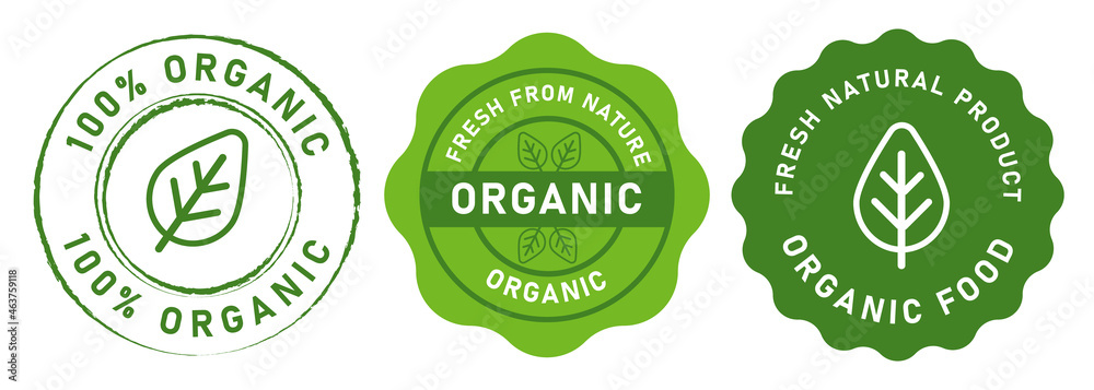 organic food stamp label design 100 percent organic natural in green ...