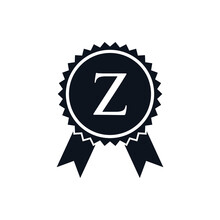 Winner Award Certified Medal Badge On Z Logo Template. Best Seller Badge Sign Logo Design On Letter Z Vector