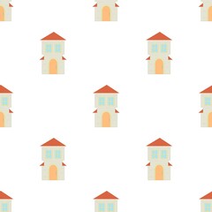 Poster - Cottage with an arched door and red roof pattern seamless background texture repeat wallpaper geometric vector