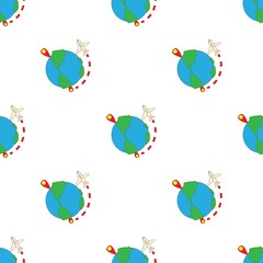 Poster - Travelling by plane around the world pattern seamless background texture repeat wallpaper geometric vector