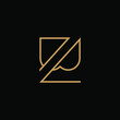 the logo of B and Z letters with line art. design combination of 2 letters into one logo that is unique and simple. gold texture. isolated black. modern template. for company and graphic design.