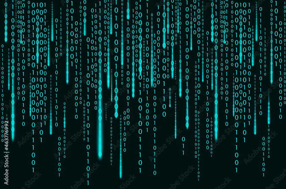 Digital code background. Matrix style program. Random falling numbers ...