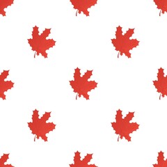 Poster - Red maple leaf pattern seamless background texture repeat wallpaper geometric vector