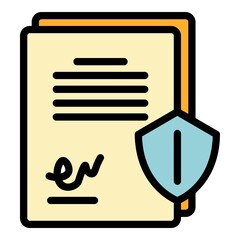Poster - Commerce paper icon. Outline commerce paper vector icon color flat isolated