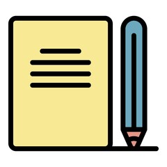 Poster - Notebook pencil icon. Outline notebook pencil vector icon color flat isolated
