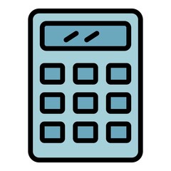Poster - Calculator icon. Outline calculator vector icon color flat isolated