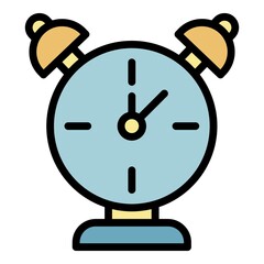 Poster - Alarm clock icon. Outline alarm clock vector icon color flat isolated
