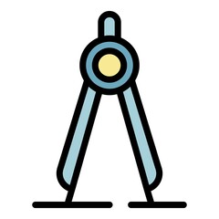 Poster - School compass icon. Outline school compass vector icon color flat isolated