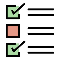 Poster - Checklist icon. Outline checklist vector icon color flat isolated