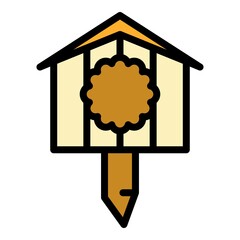 Canvas Print - Drawing bird house icon. Outline drawing bird house vector icon color flat isolated
