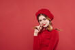© SHOTPRIME STUDIO - pretty woman in a red sweater cosmetics emotion isolated background