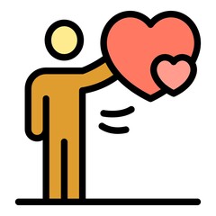 Poster - Friend take heart icon. Outline friend take heart vector icon color flat isolated