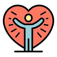 Poster - Friend full of love icon. Outline friend full of love vector icon color flat isolated