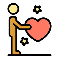 Poster - friend give heart icon. outline friend give heart vector icon color flat isolated