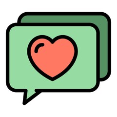 Poster - Friends chat bubble icon. Outline friends chat bubble vector icon color flat isolated