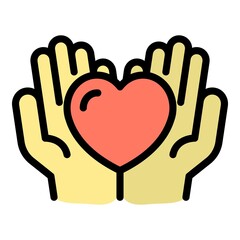 Poster - love care icon. outline love care vector icon color flat isolated